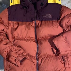 The North Face Men's Rust and Maroon Puffer Jacket